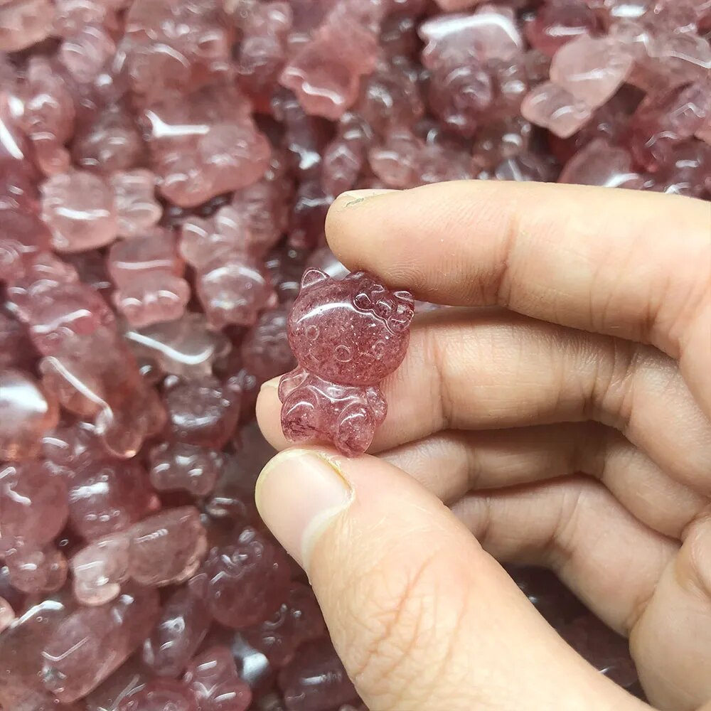 NATURAL RED STRAWBERRY QUARTZ KITTY CRYSTAL