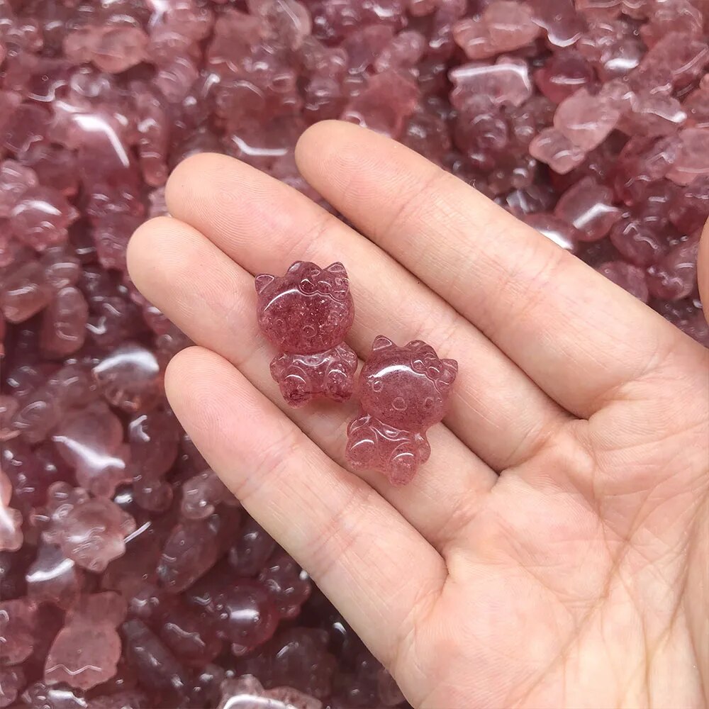 NATURAL RED STRAWBERRY QUARTZ KITTY CRYSTAL